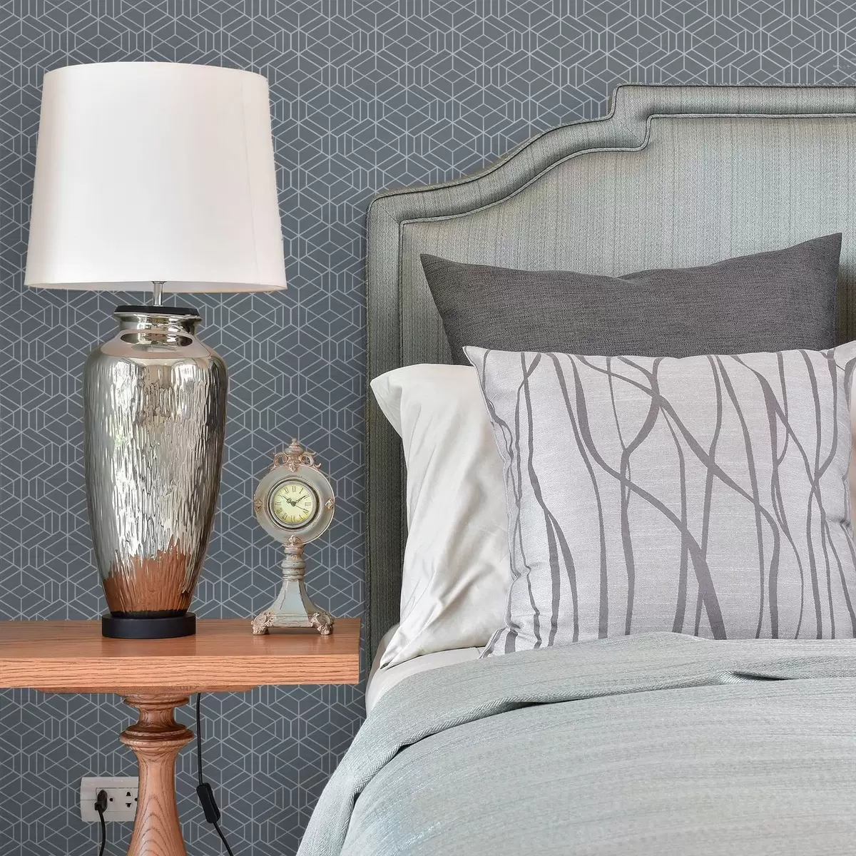 Шпалери Сірий фон з білими тривимірними кубами у вигляді сітки a01067v2