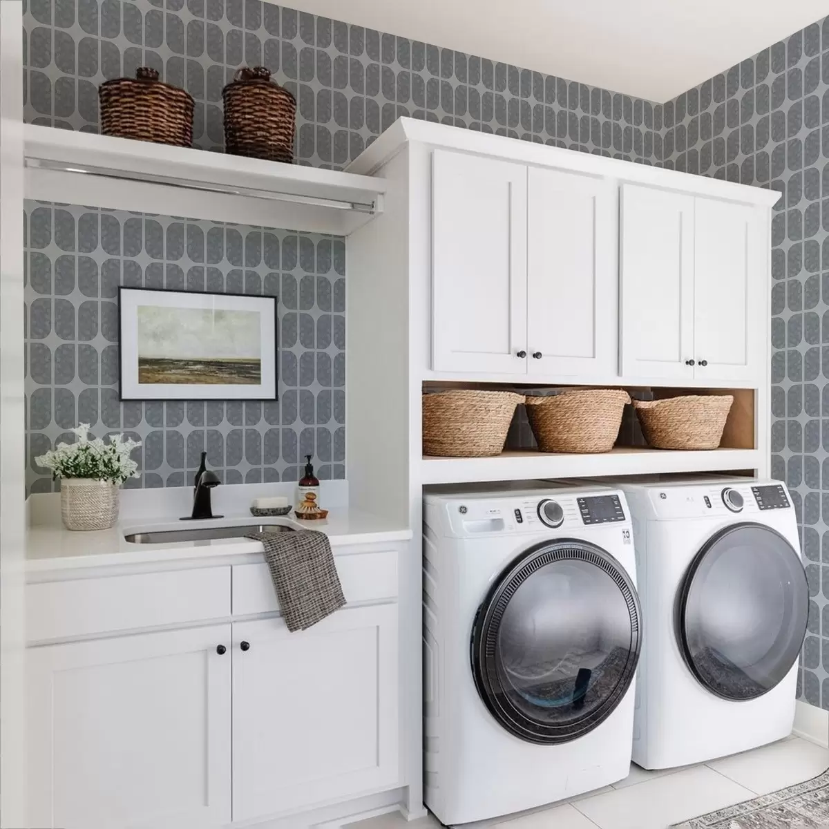 Шпалери Сіра мозаїка з прямокутними арками та м'якою текстурою a01068