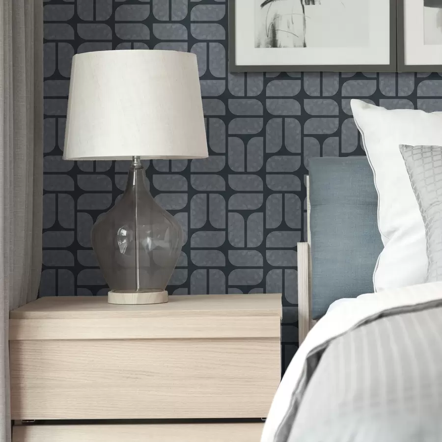 Шпалери Темний фон із сірою мозаїкою із заокруглених модулів a01069v1