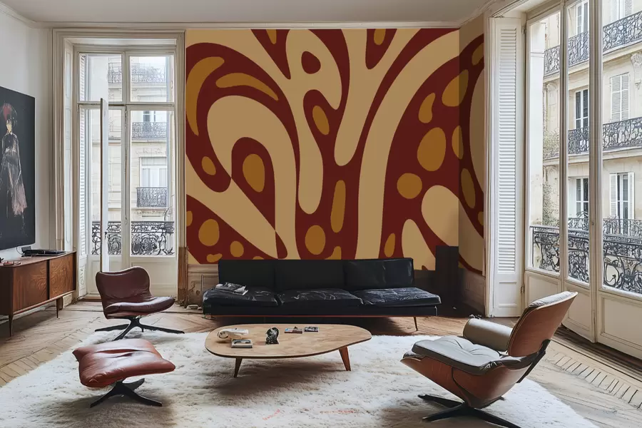 Шпалери Абстрактний візерунок з коричневими та бежевими фігурами w05071v2