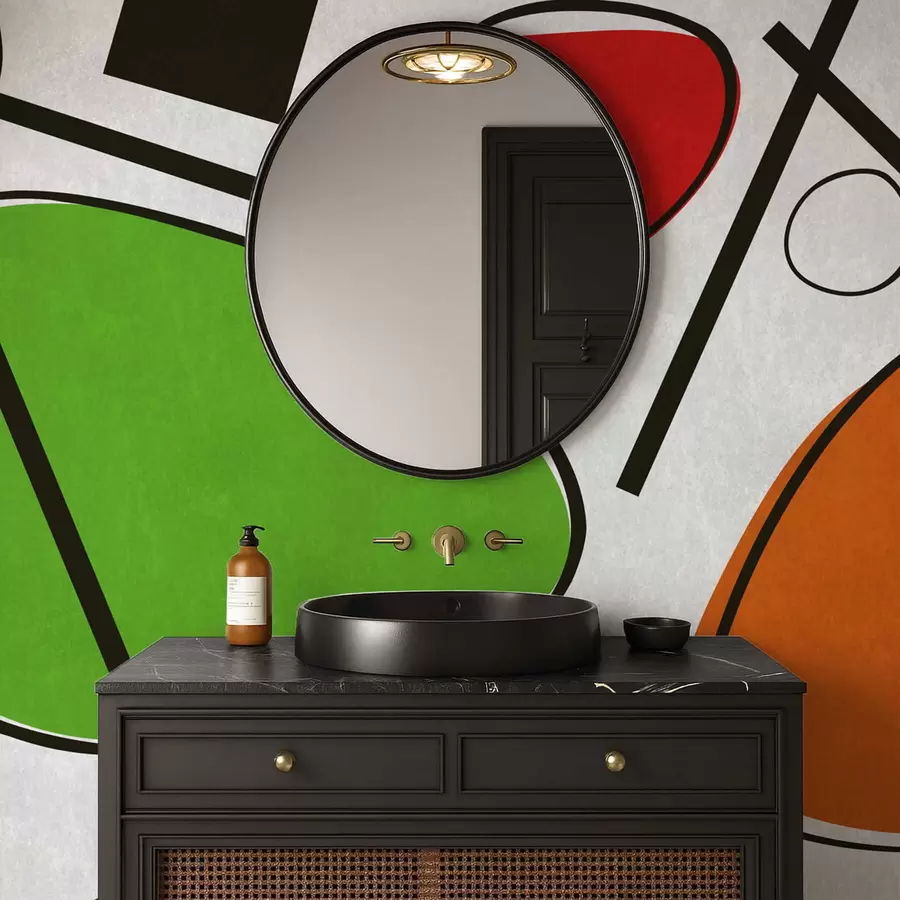 Шпалери Абстрактні геометричні фігури з лініями та яскравими кольоровими ділянками w05017v1