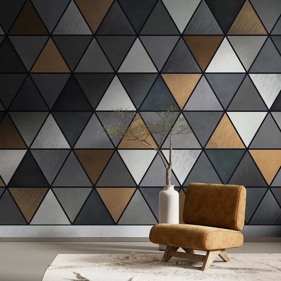 Шпалери Трикутний візерунок із сірими та теплими відтінками w05095v1