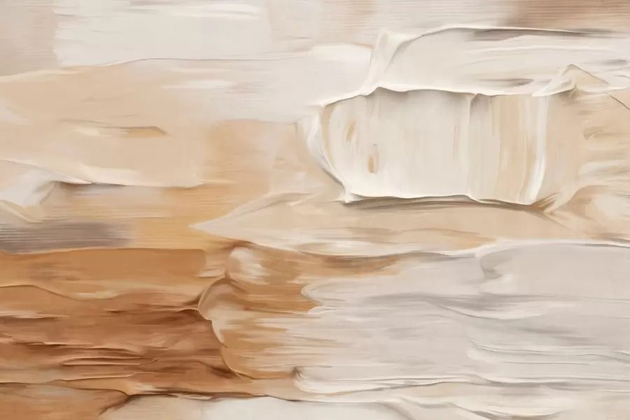 Шпалери Абстрактні текстурні мазки пензлем в теплих землистих тонах бежевого, кремового та коричневого, сучасне мистецтво w09588