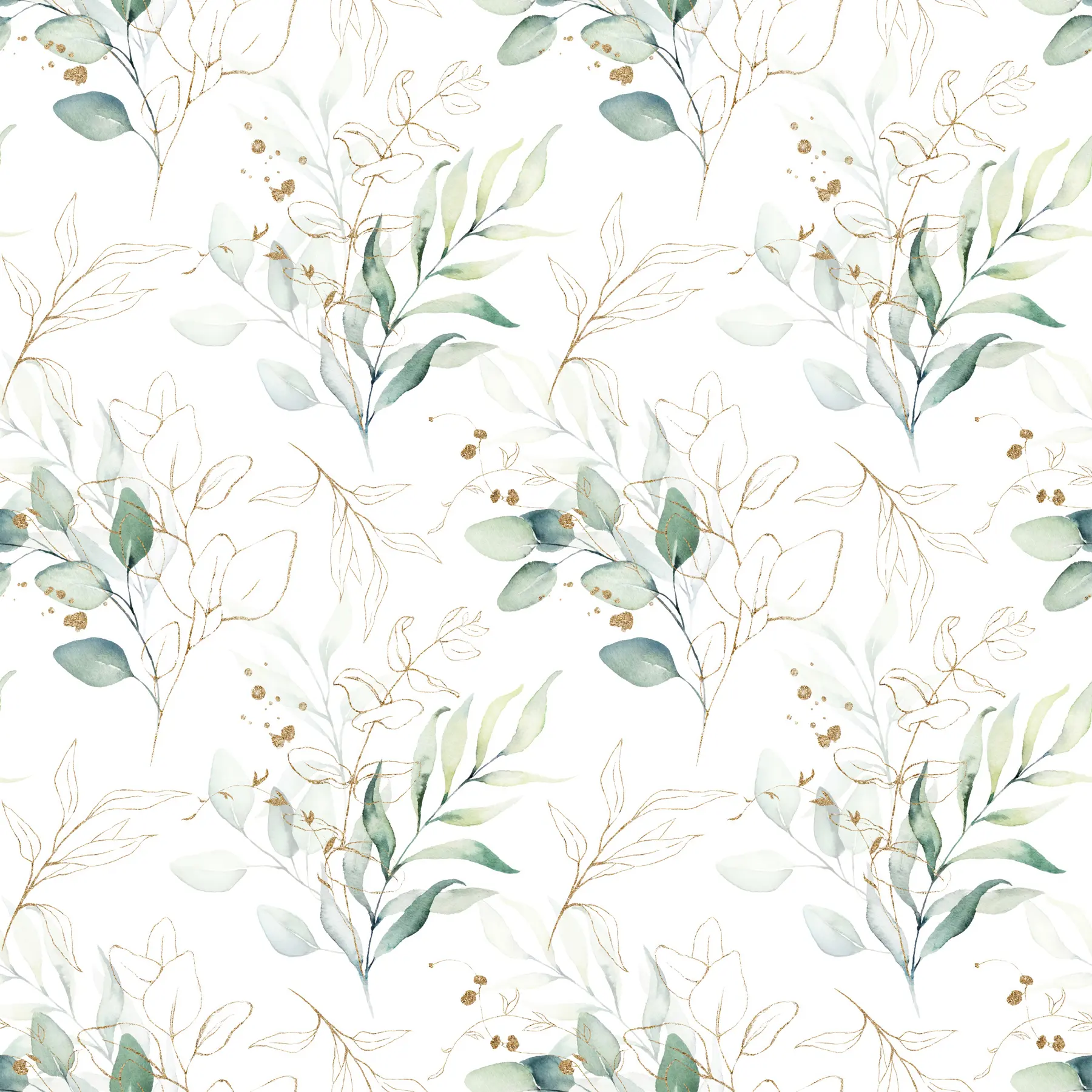 Шпалери Зелене листя в стилі акварель u71464