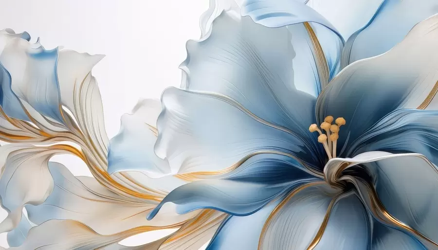 Шпалери Ніжна блакитна велика квітка w05006