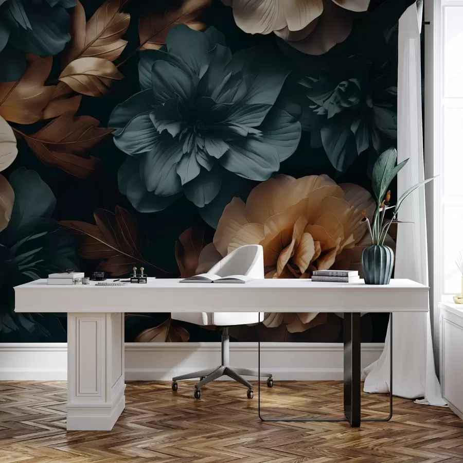 Шпалери Темний квітучий сад w05007