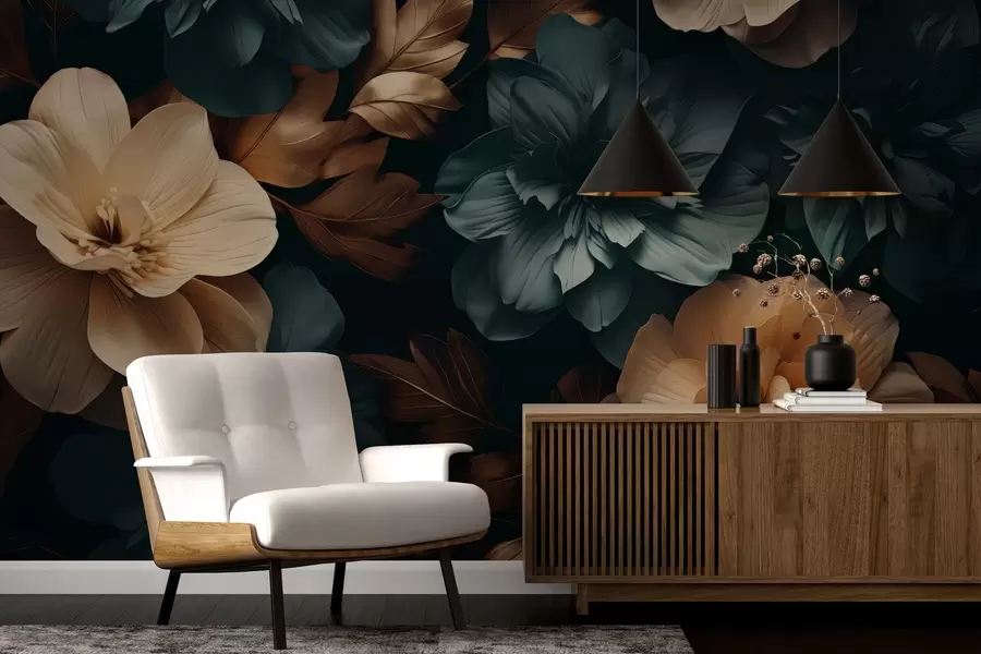 Шпалери Темний квітучий сад w05007