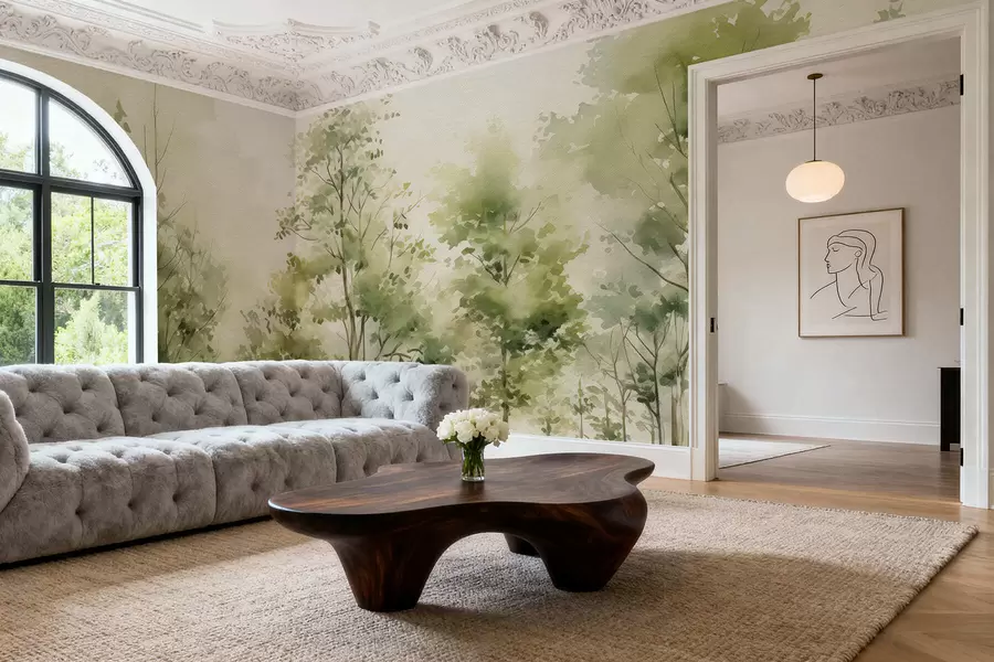 Шпалери Акварельний листяний ліс w05180