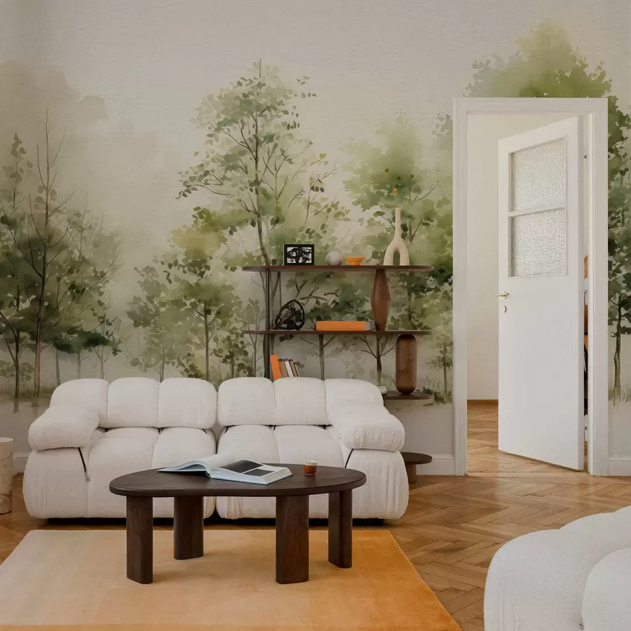 Шпалери Акварельний листяний ліс w05180