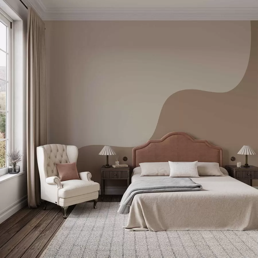 Шпалери Плавні абстрактні форми в світло-бежевих і коричневих тонах w05097v2