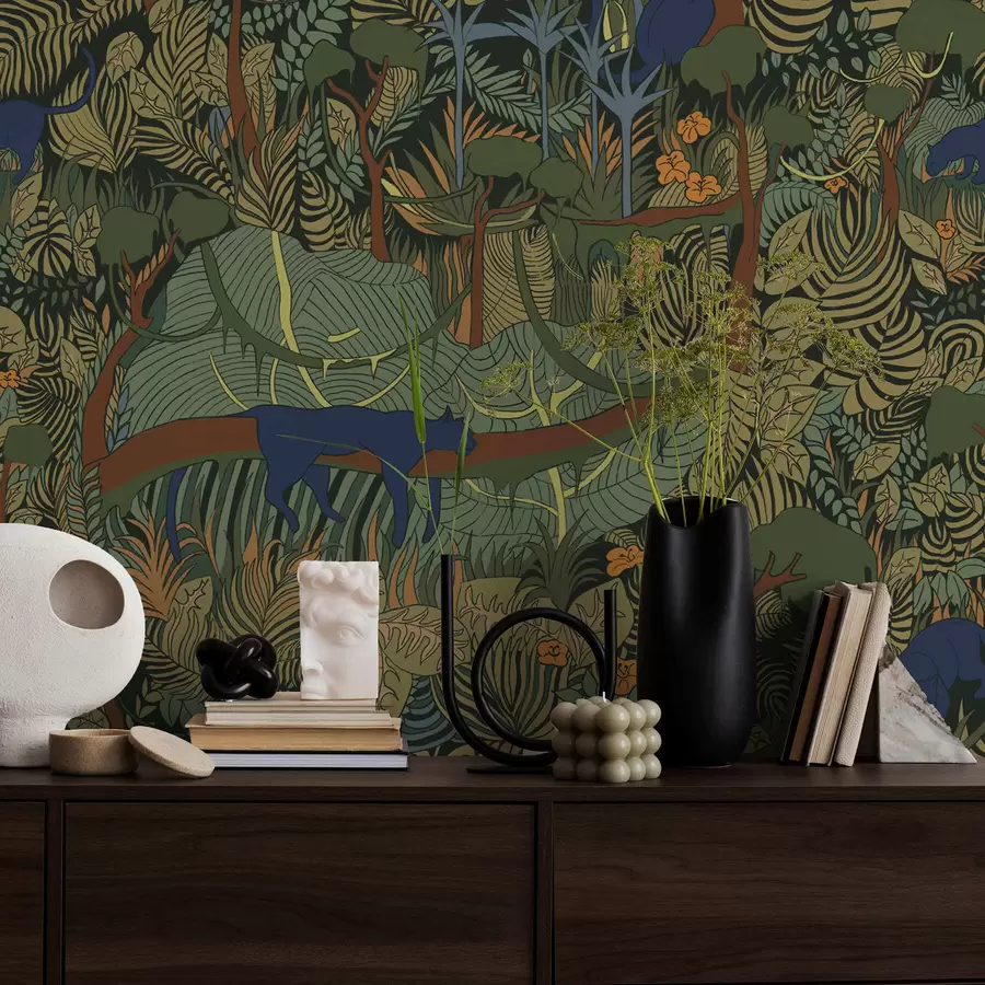 Шпалери Темний ліс із тваринами a01108v1