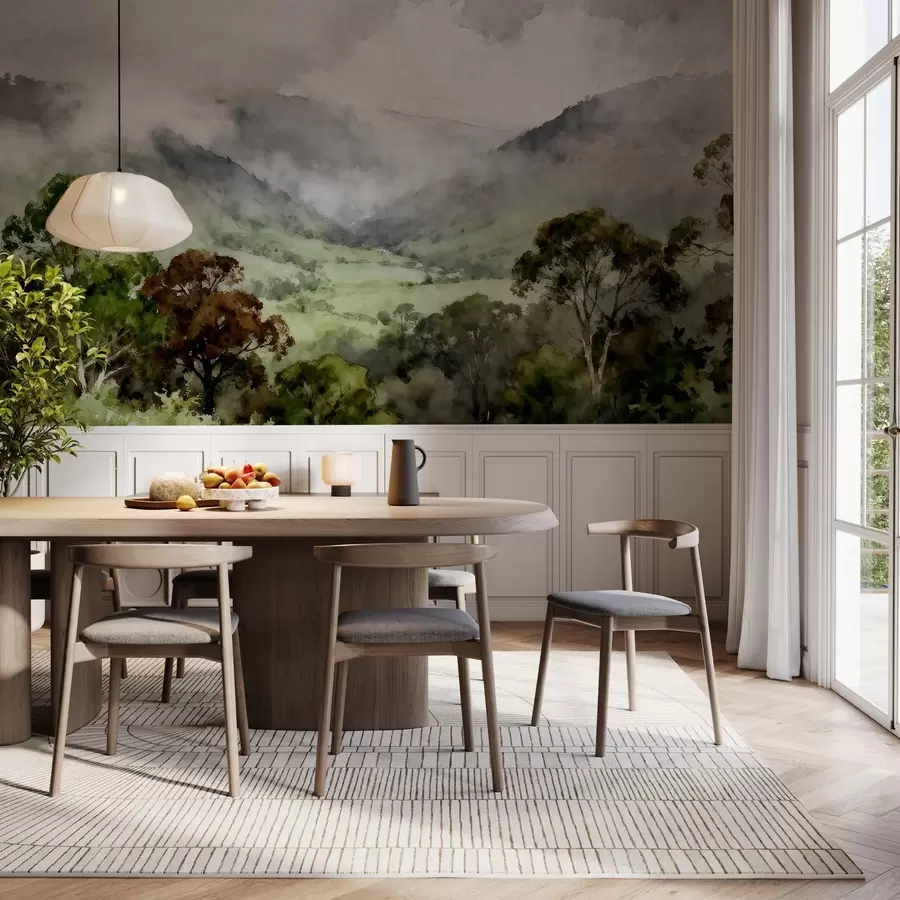 Шпалери Намальований пейзаж у тумані w05185