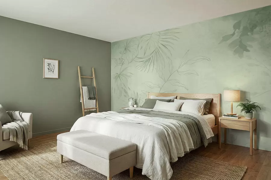 Шпалери Лінійні рослини на прохолодному синьому тлі w05128v2