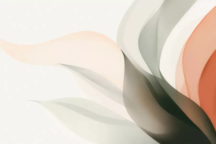 Шпалери Абстрактні пастельні хвилі в помаранчевих і зелених тонах w09718