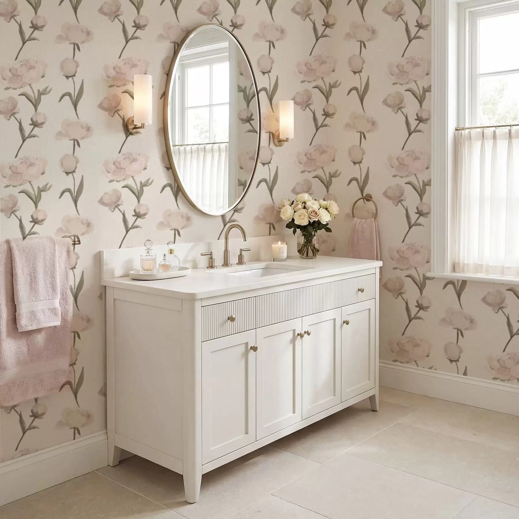 Шпалери Ніжно-рожеві півонії на світлому тлі a01114