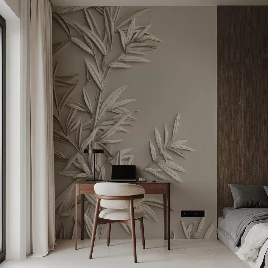 Шпалери Імітація барельєфних листів w05244