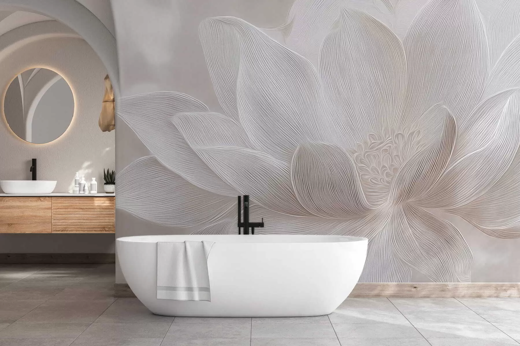 Шпалери Абстрактні хвилі в світло-бежевих тонах w05266