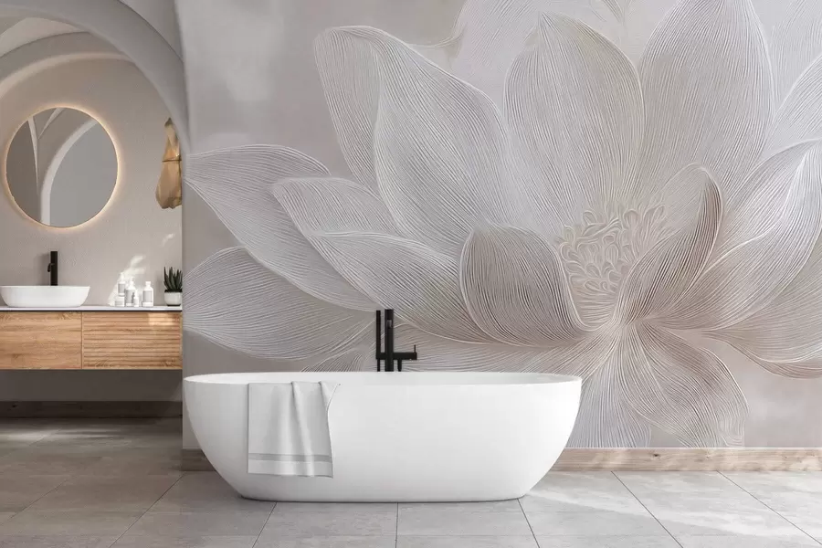 Шпалери Абстрактні хвилі в світло-бежевих тонах w05266