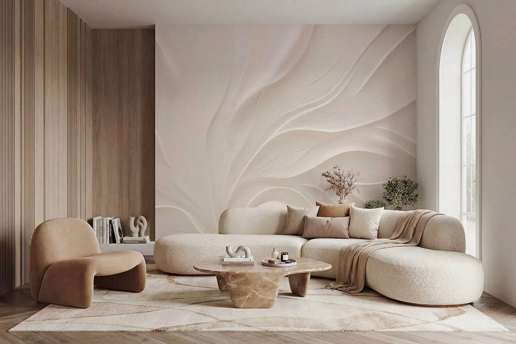 Шпалери Ніжні напівпрозорі листки на гілці w05267