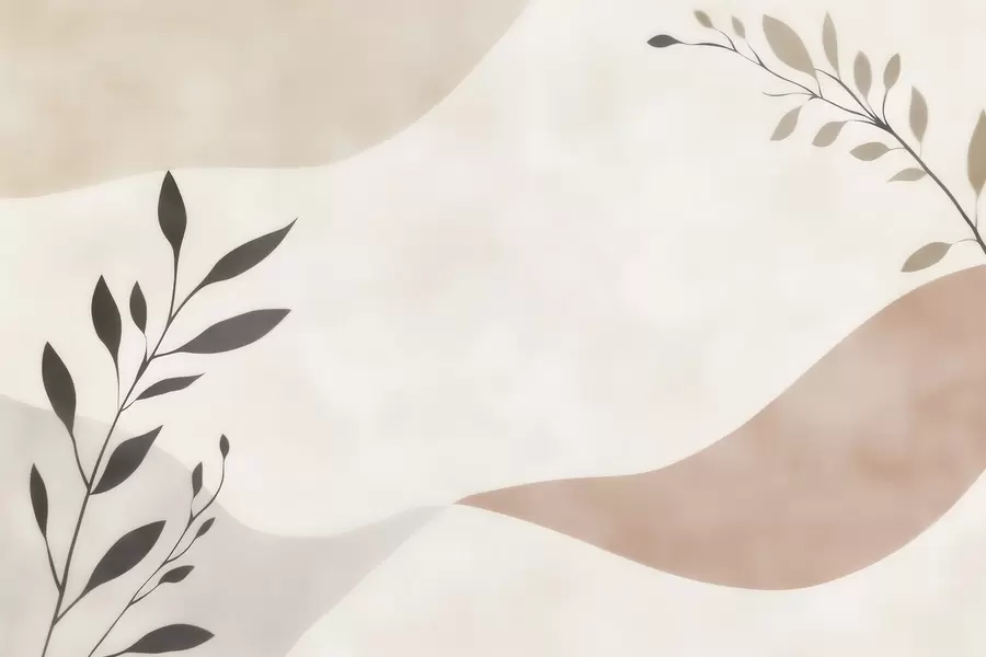 Шпалери Абстрактні бежево-персикові хвилі з гілками w09722