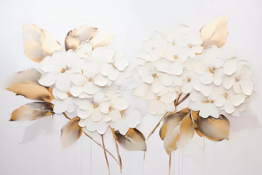 Шпалери Розкішні гортензії з жовтим листям w09711