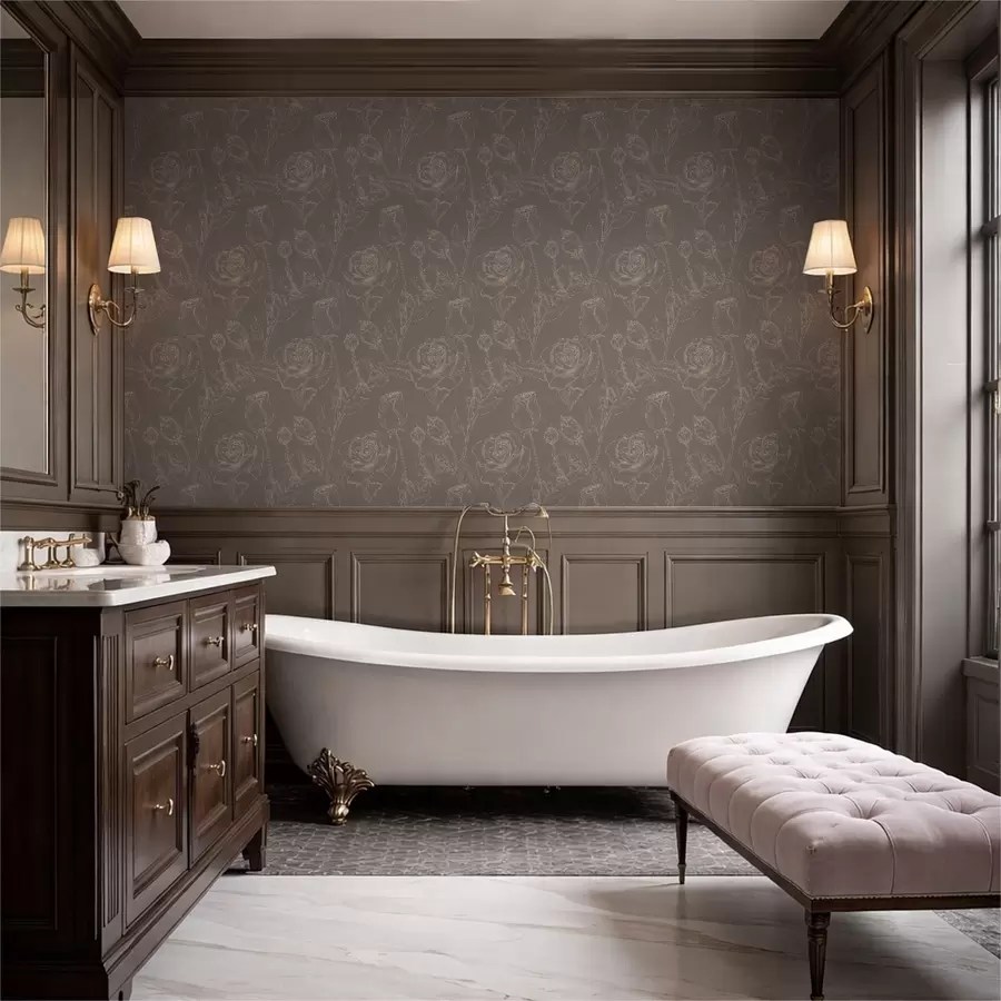 Шпалери Темно-рожевий візерунок на коричневому тлі a01124v1