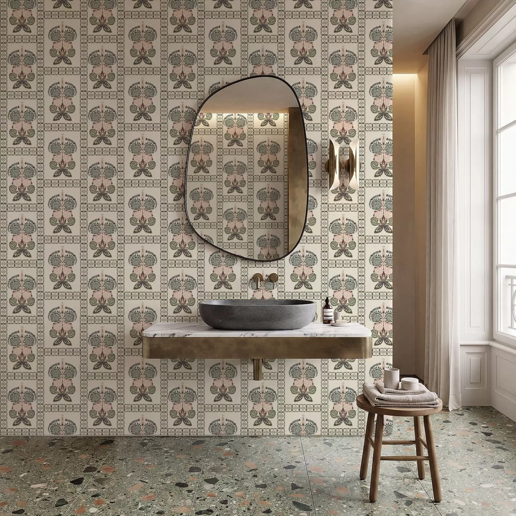 Шпалери Декоративний візерунок з метеликами та квітами a01125