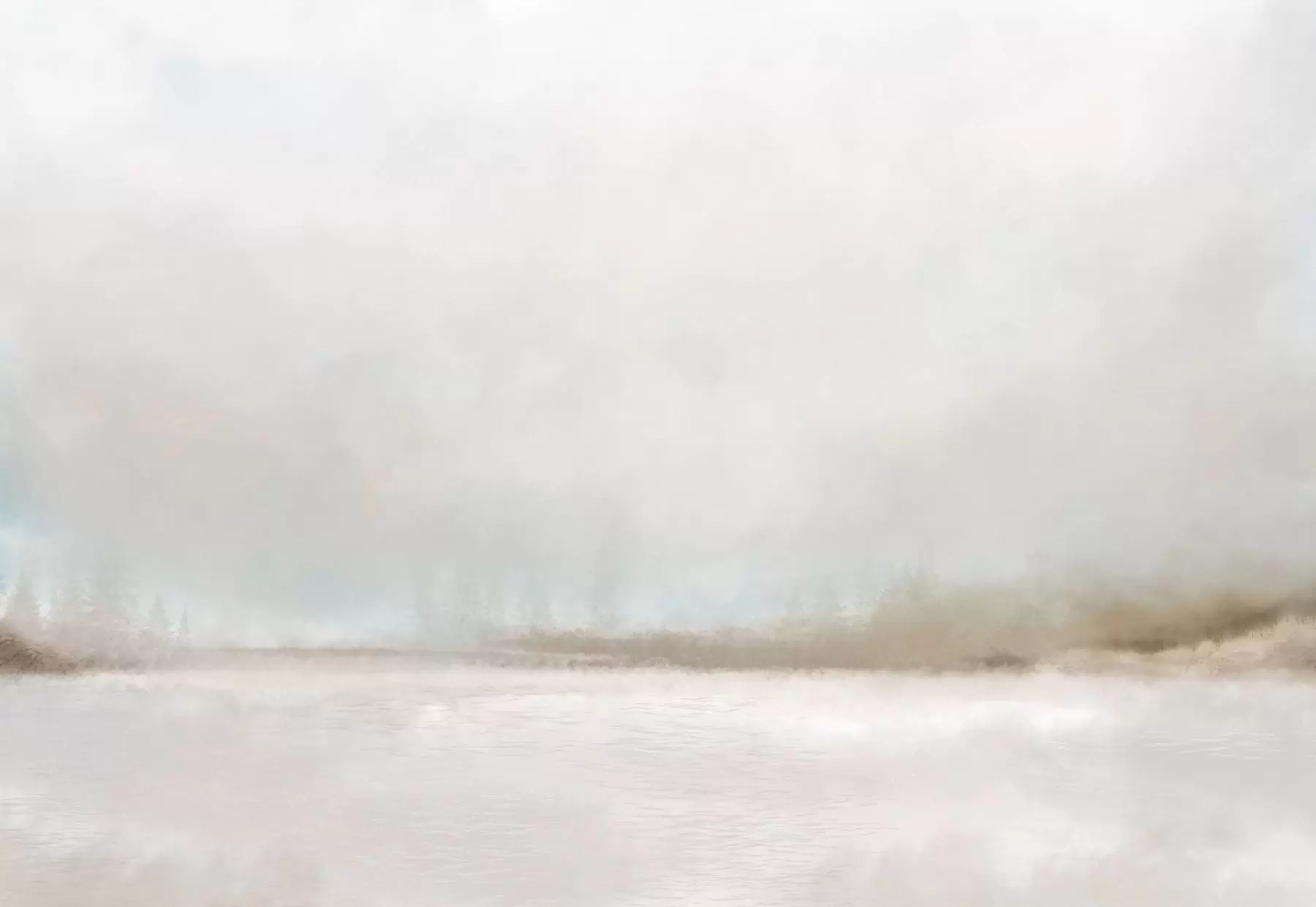 Шпалери Туманний пейзаж з озером і лісом w05319