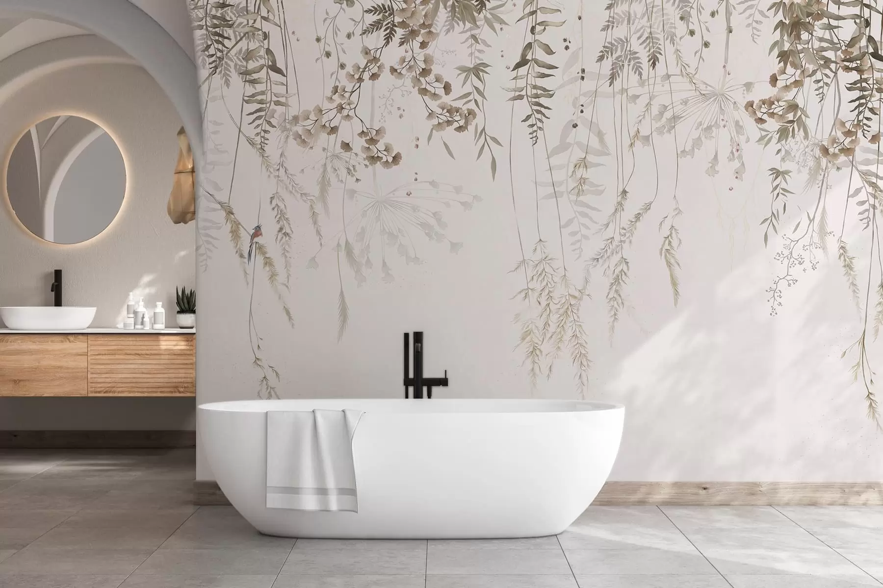 Шпалери Підвішування диких рослин на світлому тлі w05320