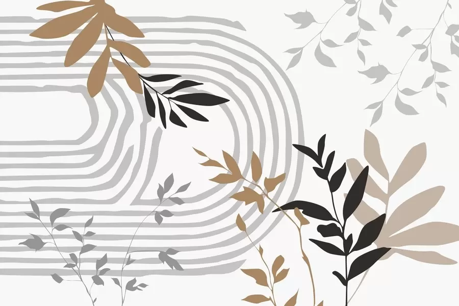 Шпалери Абстрактні силуети рослин і лінії w05374