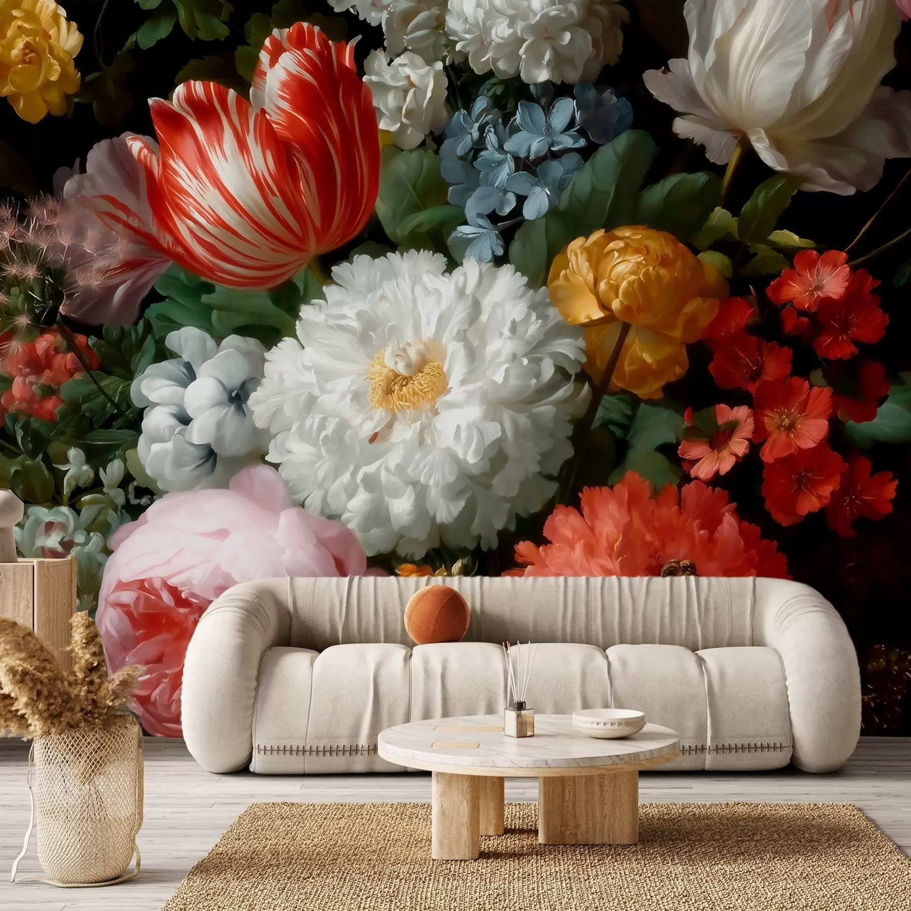 Шпалери Розкішна квіткова композиція у стилі весняного саду w09676