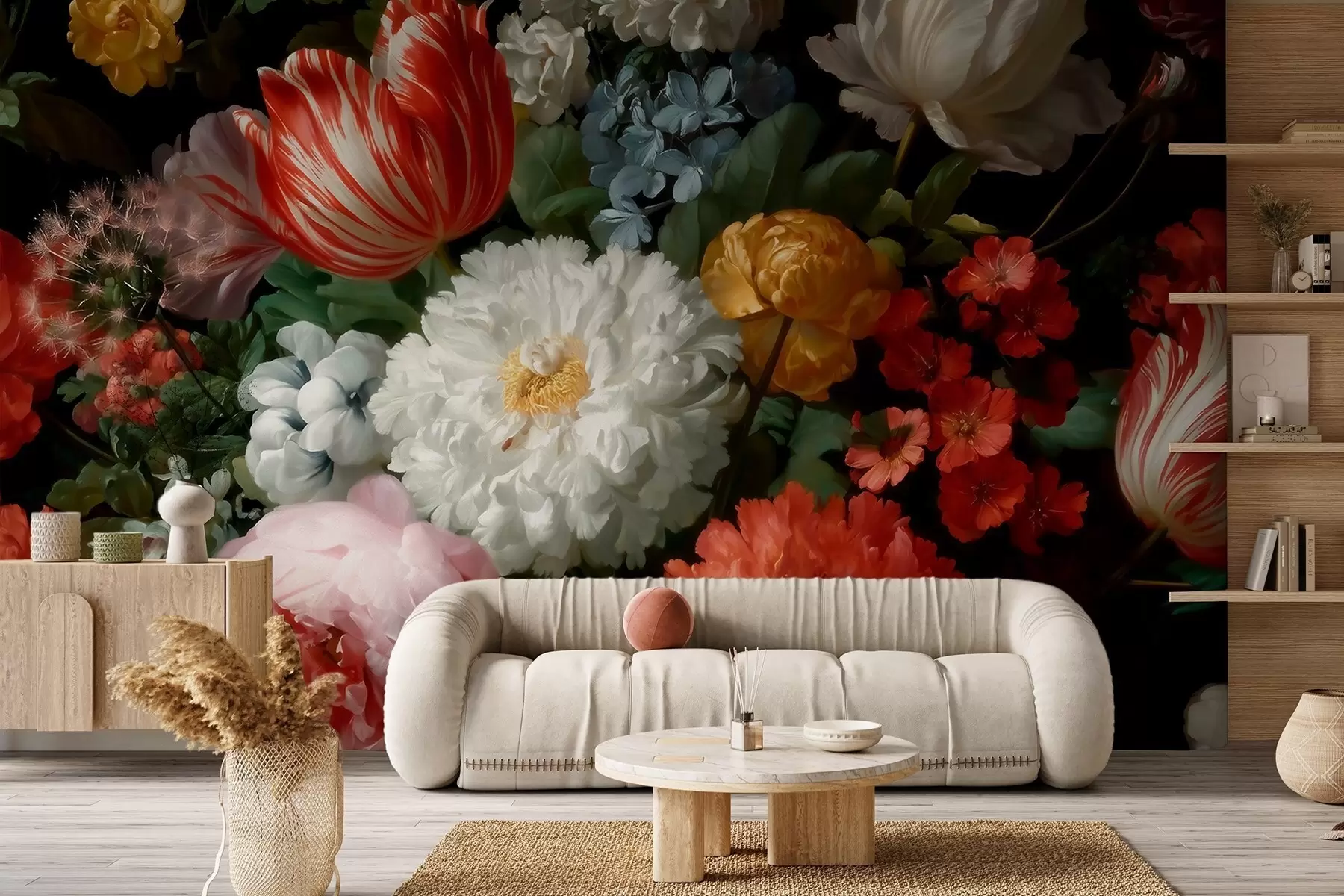 Шпалери Розкішна квіткова композиція у стилі весняного саду w09676