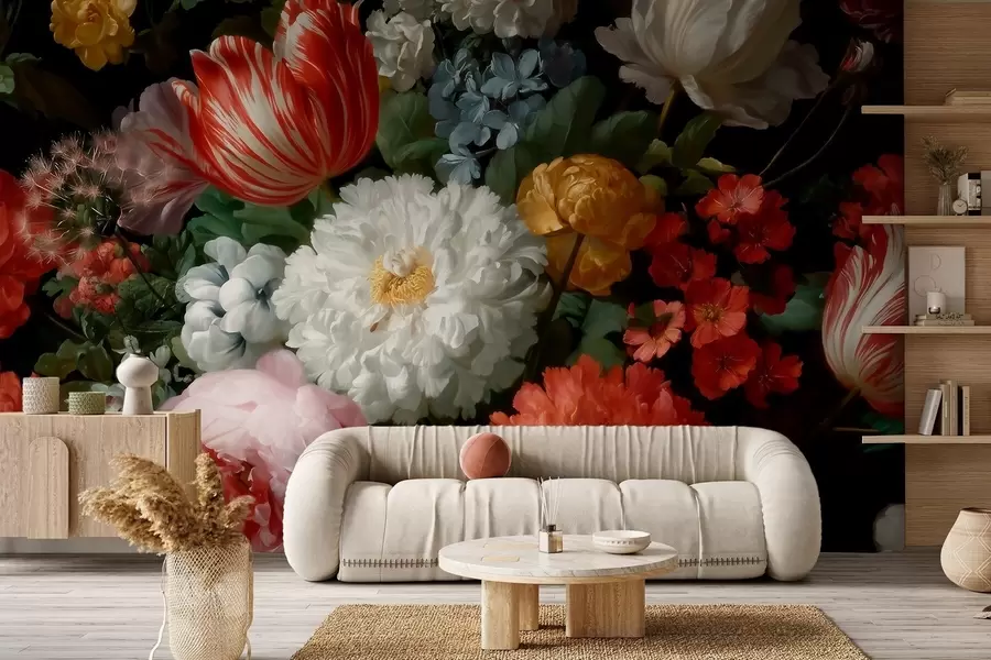 Шпалери Розкішна квіткова композиція у стилі весняного саду w09676