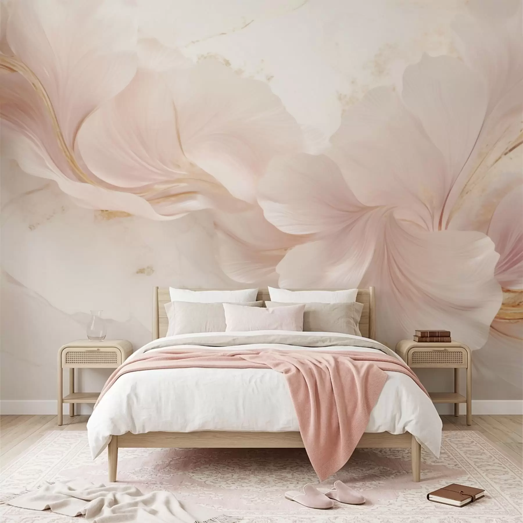 Шпалери Ніжно-рожеві квіти на світлому тлі w05357