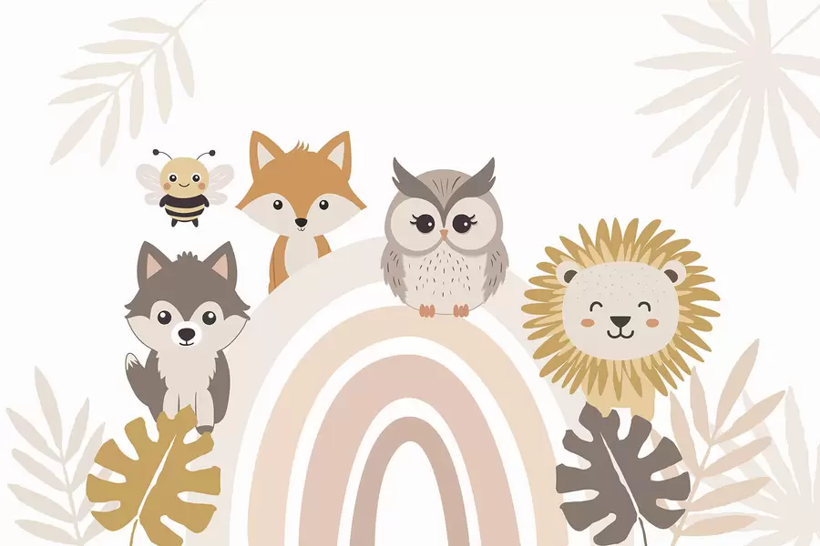 Шпалери Милі тварини біля веселки w05399