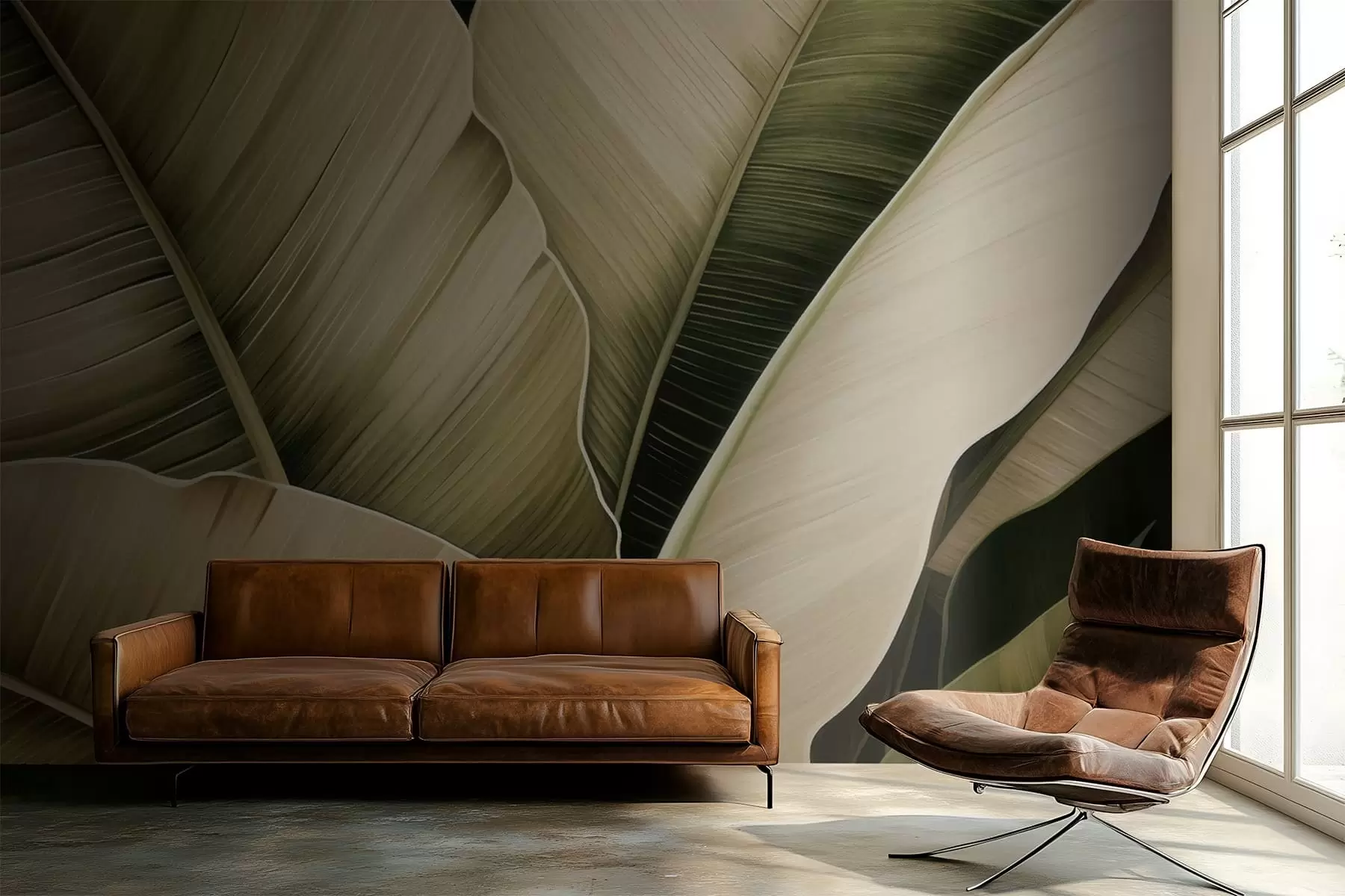 Шпалери Бананові листя, довге листя w05403