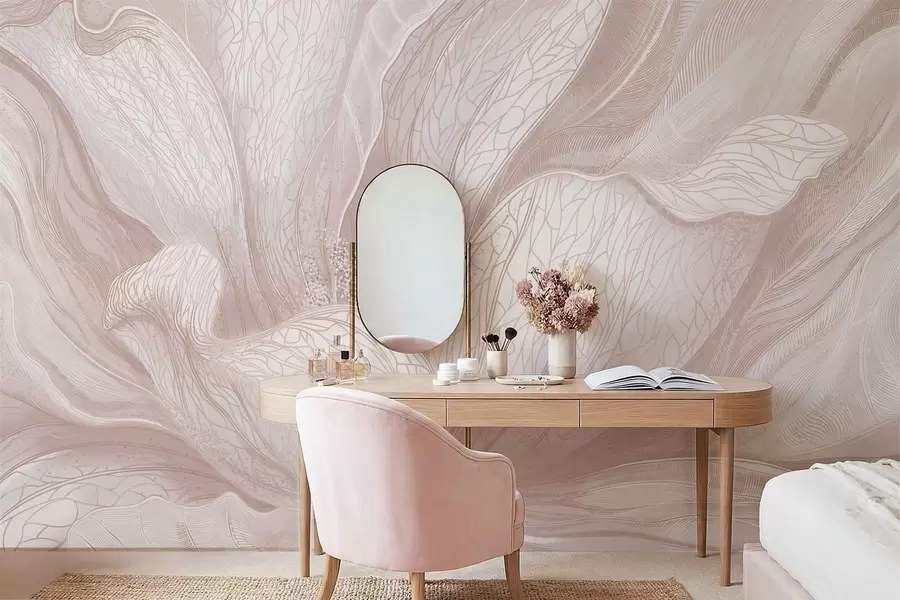 Шпалери Абстрактний квітковий візерунок у світло-бежевих тонах w05119