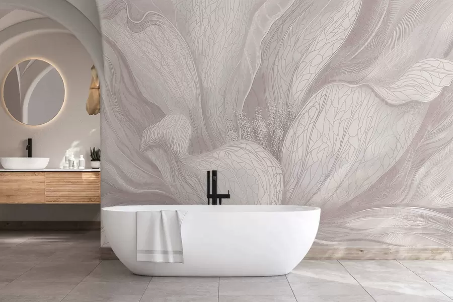 Шпалери Легка абстрактна квітка з плавними лініями w05119v3