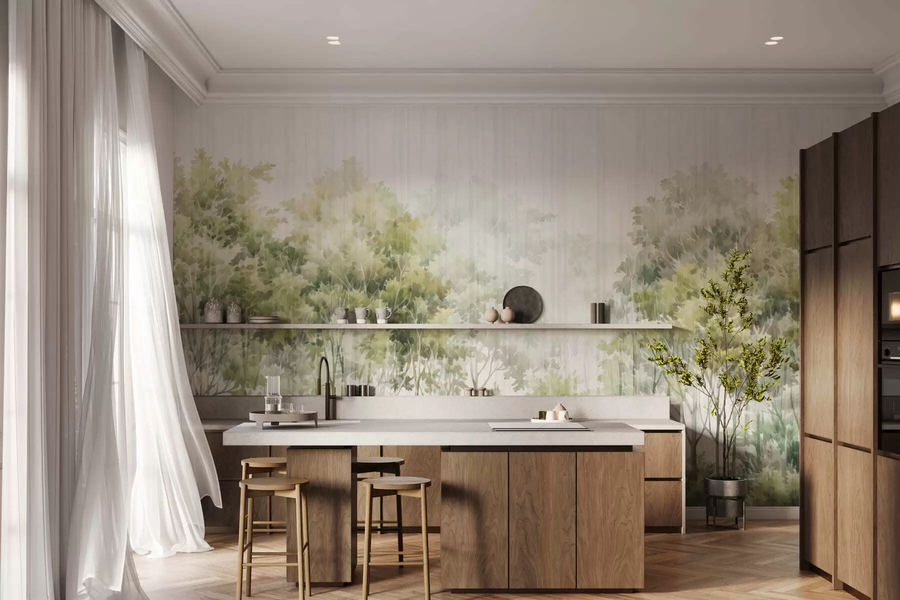 Шпалери Листяний ліс і лінії w05442