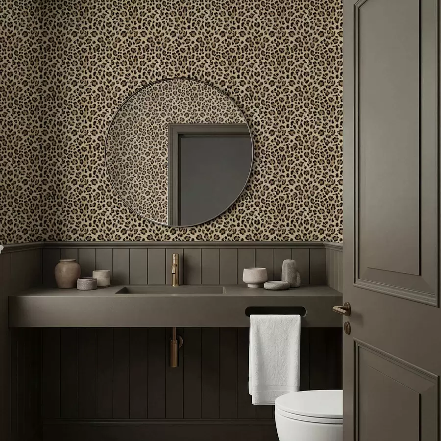 Шпалери Леопардовий візерунок із плямами на світлому тлі a01151