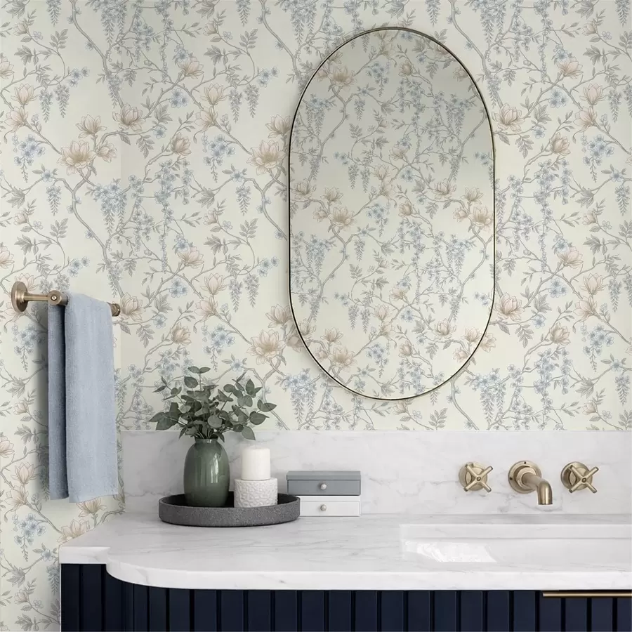 Шпалери Ніжний квітковий візерунок із гілками та квітами a01159