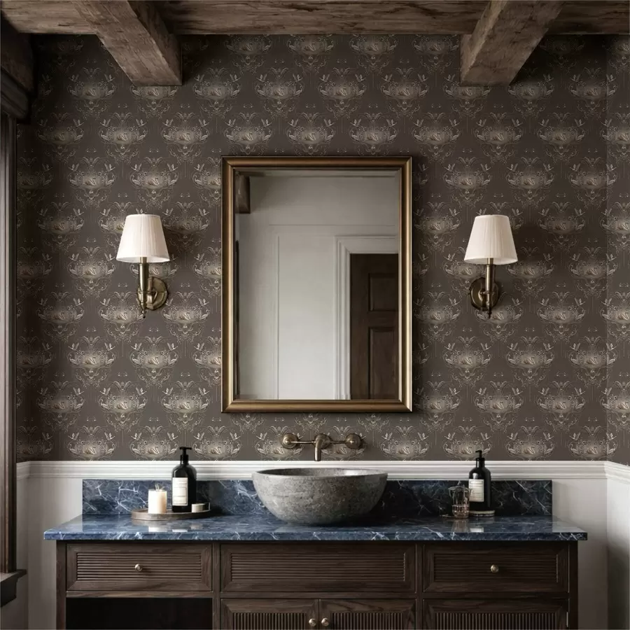 Шпалери Прикраса з лебедями та птахами у класичному стилі a01161