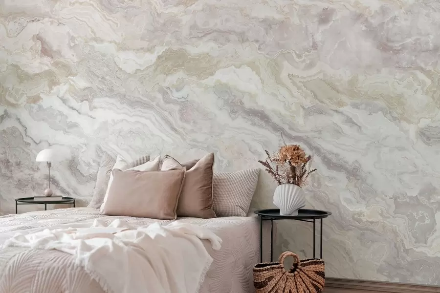 Шпалери Світлий онікс із плавними бежевими та сірими шарами w05430