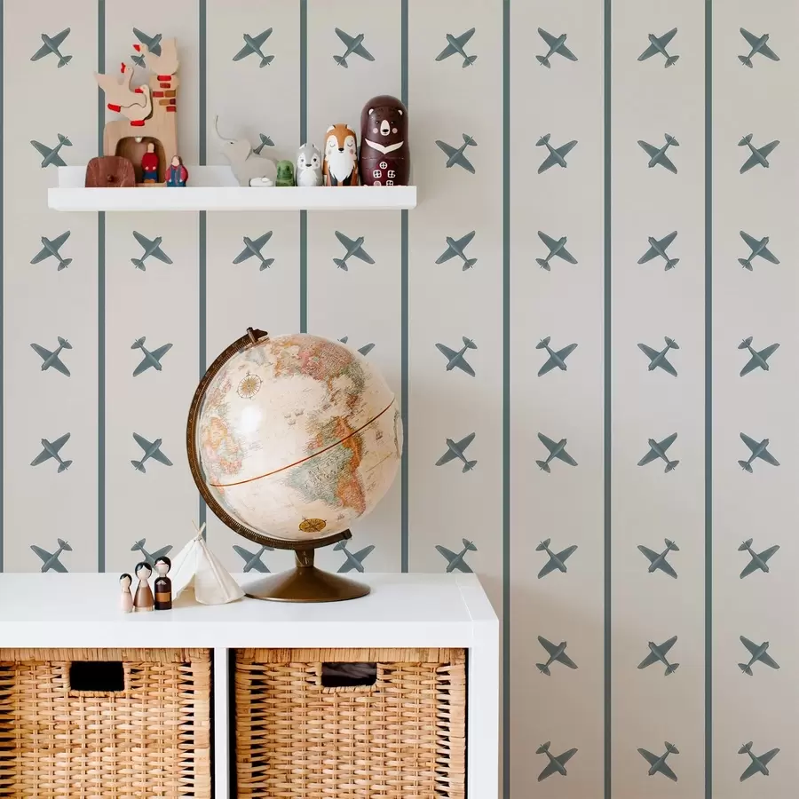 Шпалери Літаки у смугастому забарвленні з синіми вставками a01169