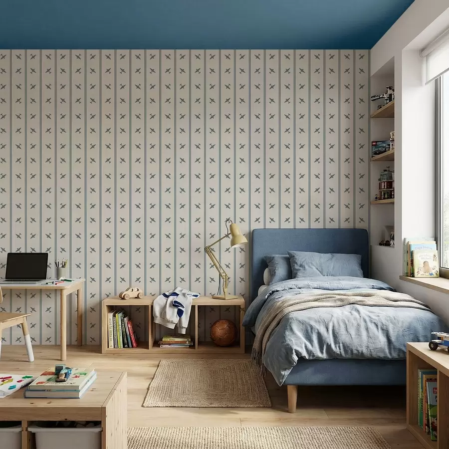 Шпалери Літаки у смугастому забарвленні з синіми смугами a01170