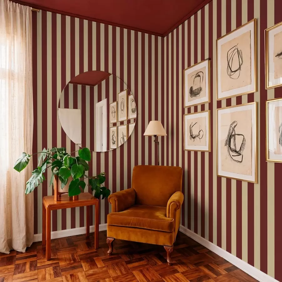 Шпалери Червоні та бежеві вертикальні смуги a01179