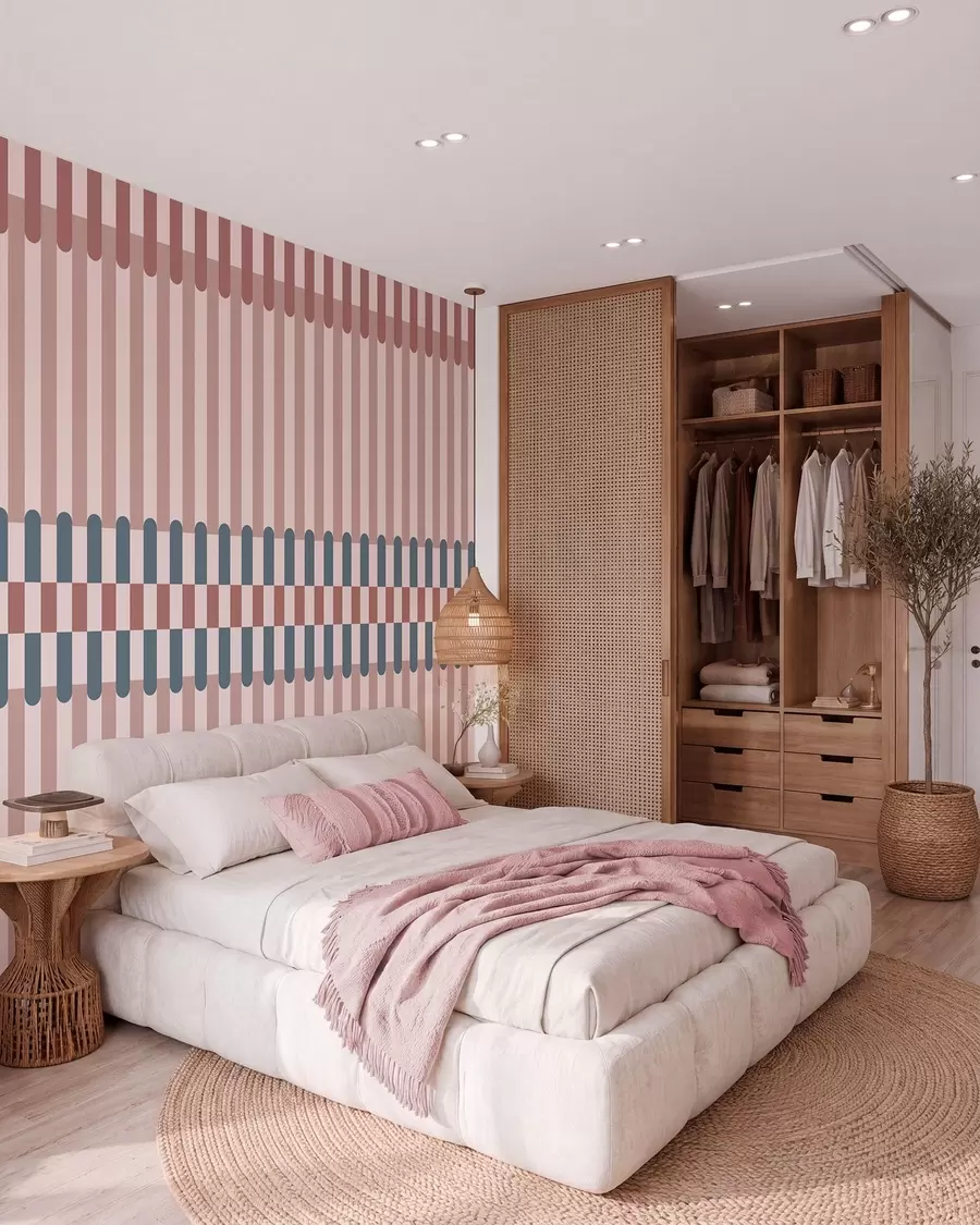 Шпалери Смугастий візерунок у рожевих та блакитних тонах w05150v5