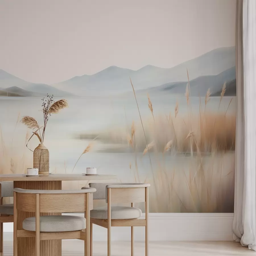 Шпалери Абстрактний пейзаж із горами та озером w05584