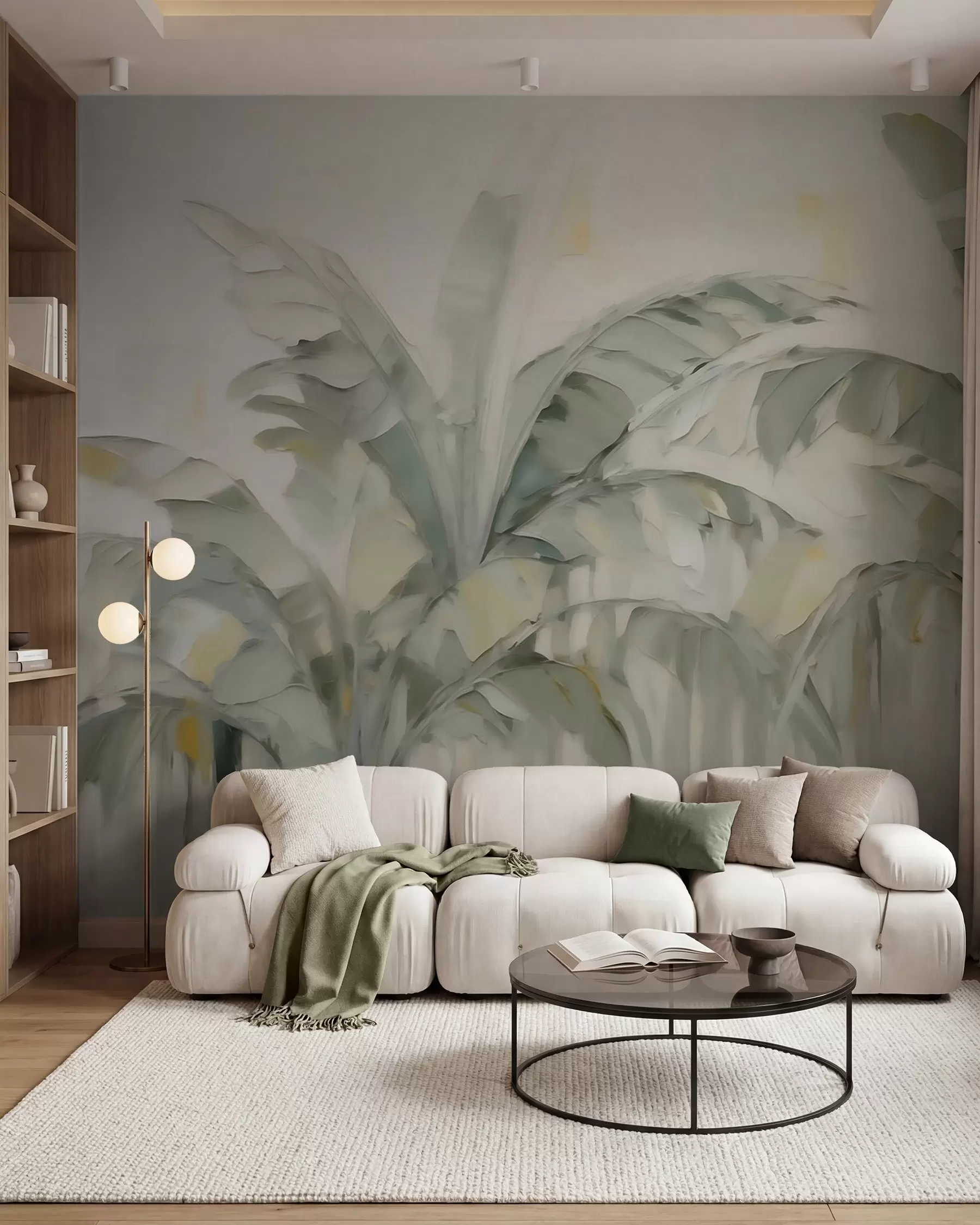 Шпалери Абстрактні пальмове листя, імітація живопису w05826