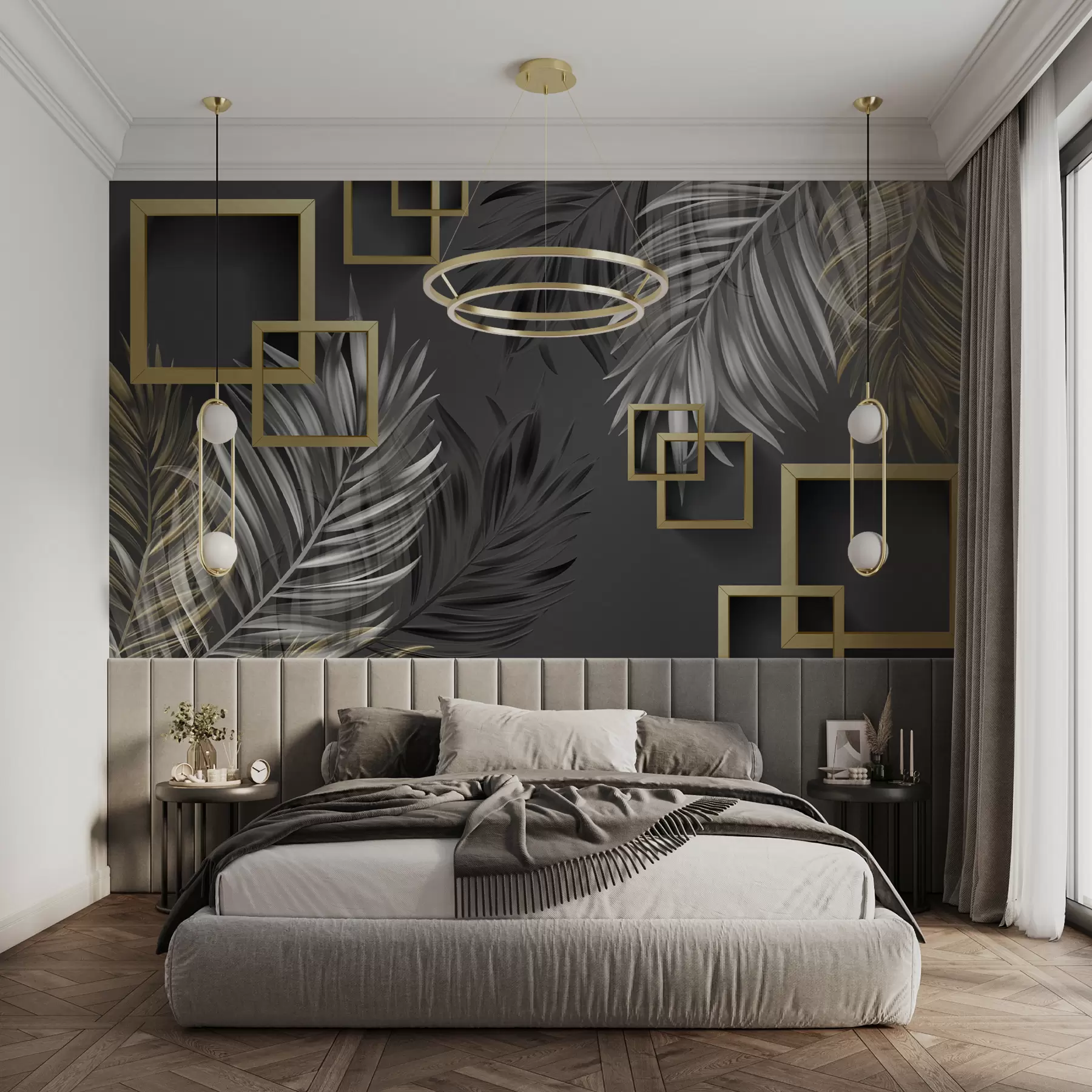 Шпалери Пальмове листя, квадрати u80469